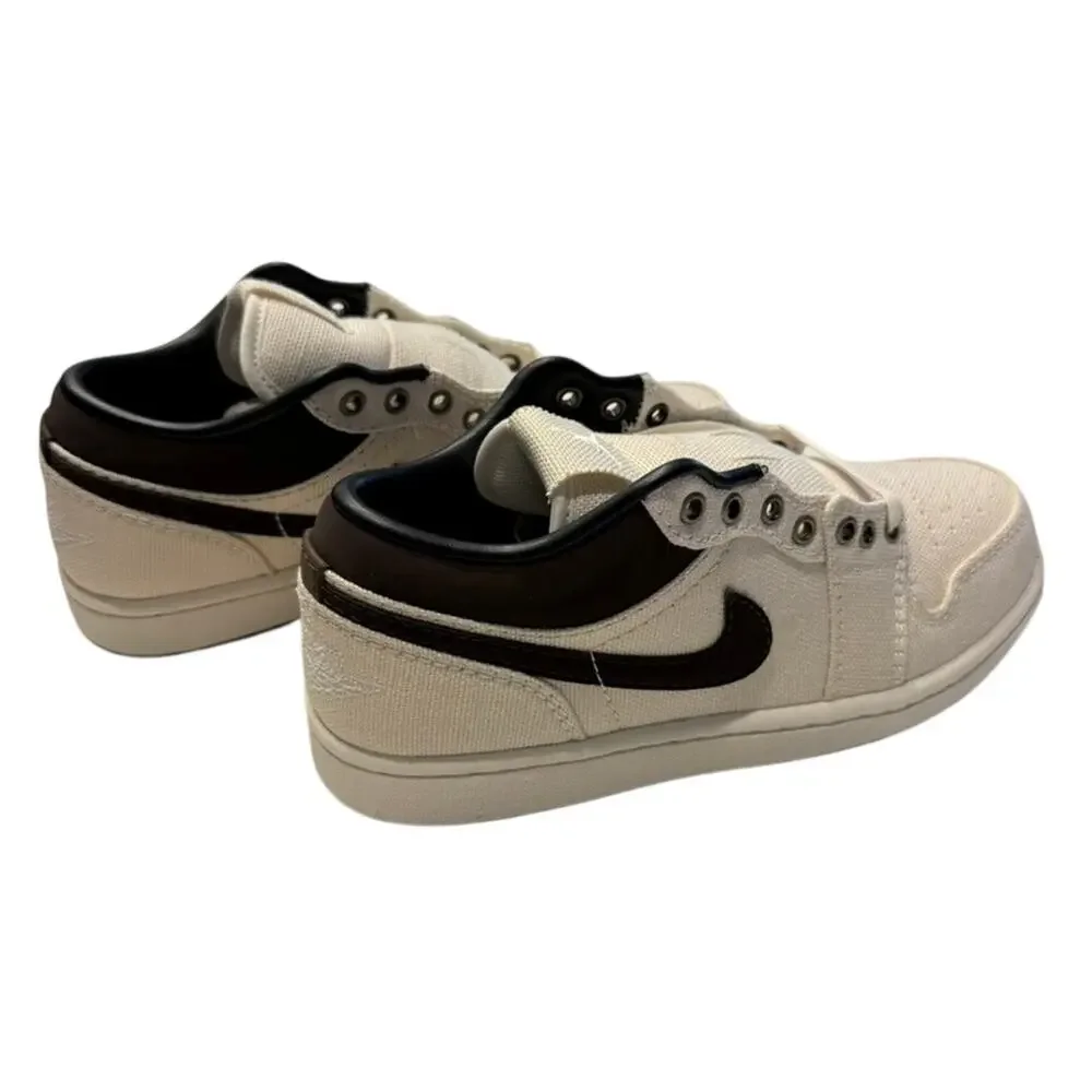 Jordan 1 Low Premium Men Sneaker in Pale Ivory Off Noir Baroque Brown, Size 8